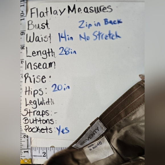 SEVENTY Venezia Vintage Tan Pin Stripe Pleated Midi Skirt 90s Academia - Picture 6 of 10